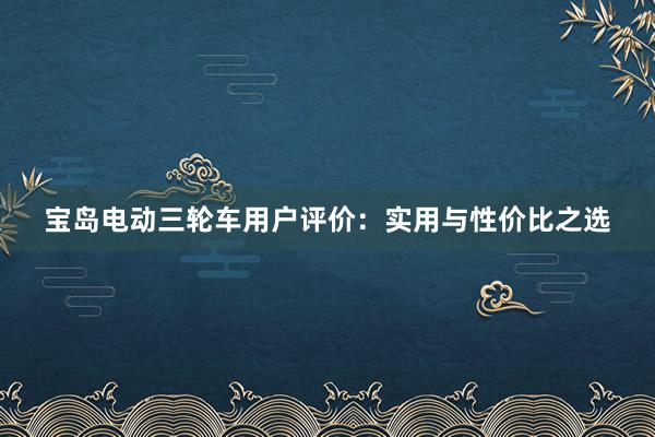 宝岛电动三轮车用户评价：实用与性价比之选